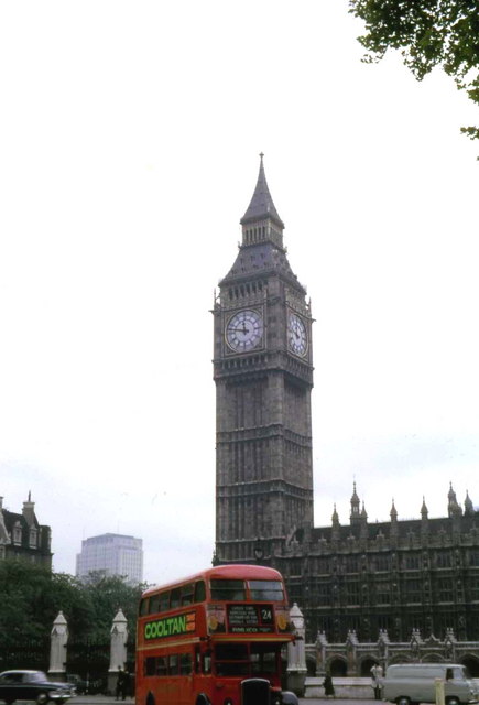 Big Ben and a red London bus, United Kingdom