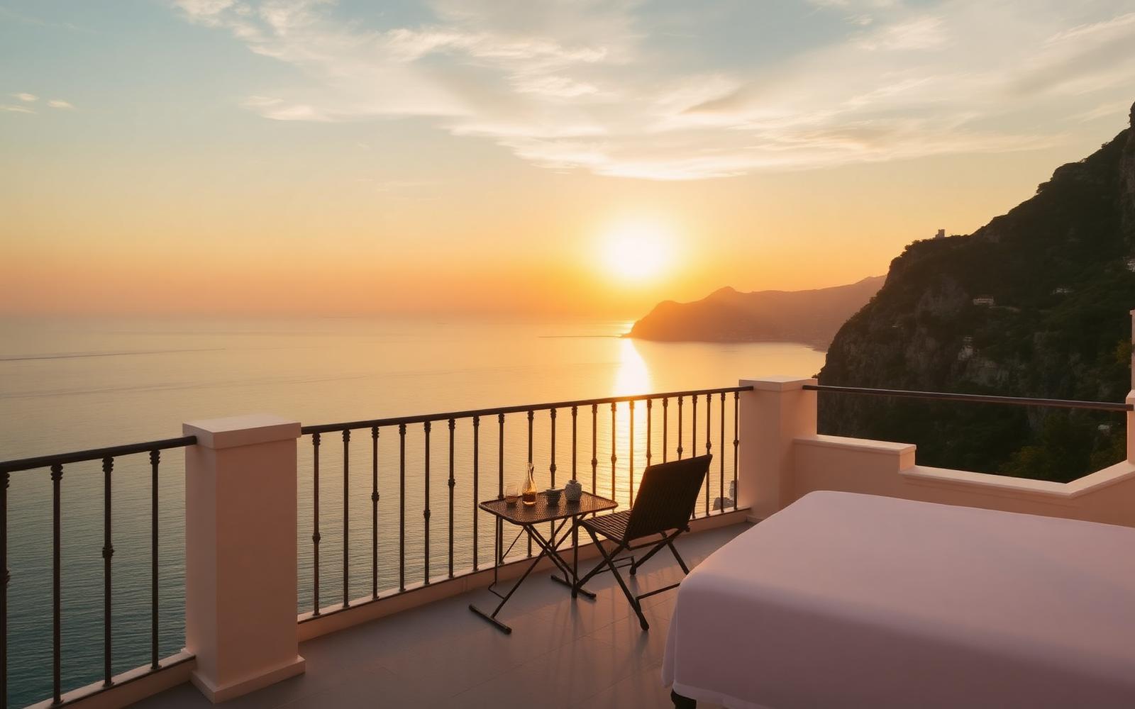 Balcón sobre la Costa Amalfitana al atardecer