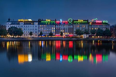 Cityscape and skyline by the Copenhagen Lakes, Denmark - ( ) — travel photo of Denmark