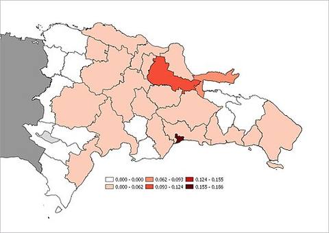 Confirmed COVID- cases in the Dominican Republic per inhabitants — travel photo of Dominican Republic