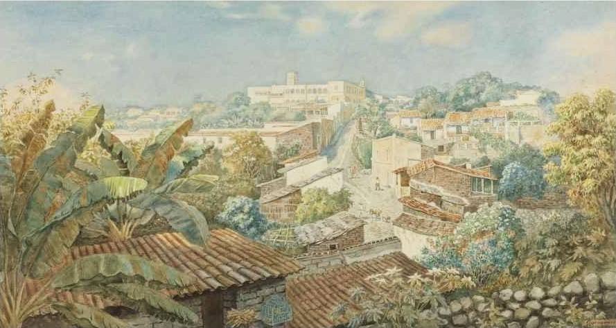 Paul Fischer - Vista de Cuernavaca con el Palacio de Cortés — travel photo of Palacio de Cortés, Cuernavaca