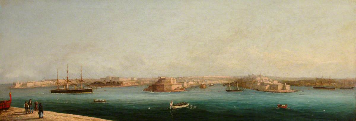 Girolamo Gianni ( - ) - Grand Harbour, The Three Cities from Valletta - LDOSJ1768 - Museum of the Order of St John — travel photo of The Three Cities