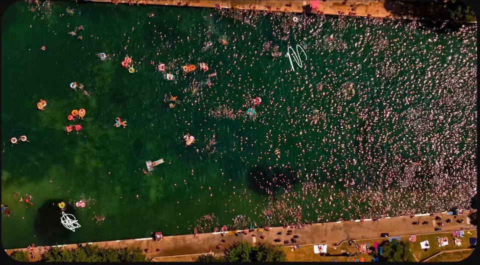 Aerial image of Barton springs pool in Austin — travel photo of Barton Springs Pool, Austin
