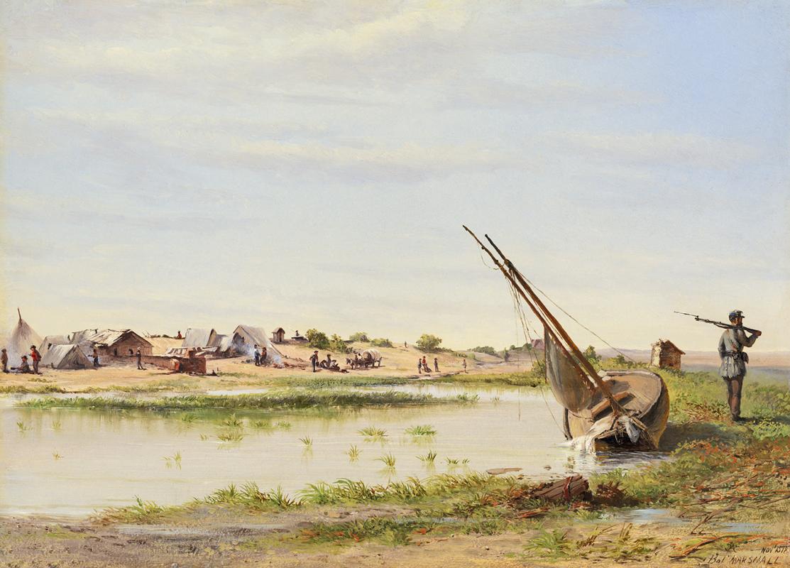Conrad Wise Chapman - Battery Marshall from Long Island, Nov. — travel photo of Fire Island, The Hamptons & Long Island