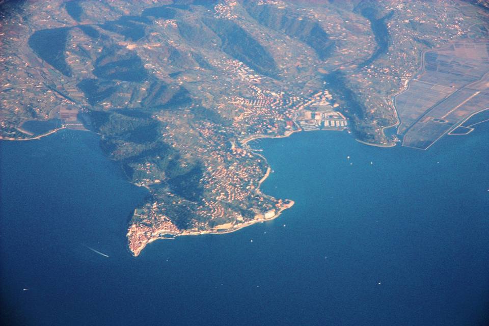 Piran and Portoroz in Slovenia - aerial view of Piran, Slovenia and Portoroz, Slovenia — travel photo of Portorož, Piran