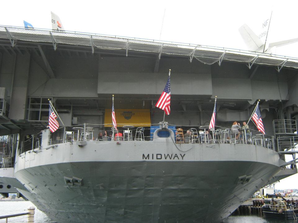 Front view of the USS Midway (CV- ) as a museum in San Diego — travel photo of USS Midway, San Diego