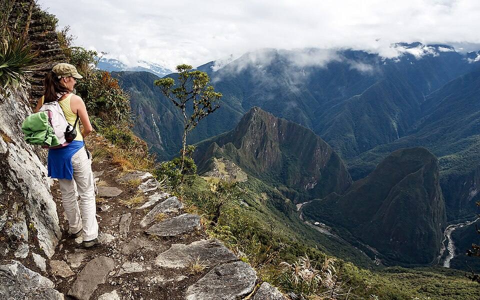 Looking down at Machu Picchu and Urubamba River from Cerro Machu Picchu. Peru . — travel photo of Urubamba, Sacred Valley and Machu Picchu