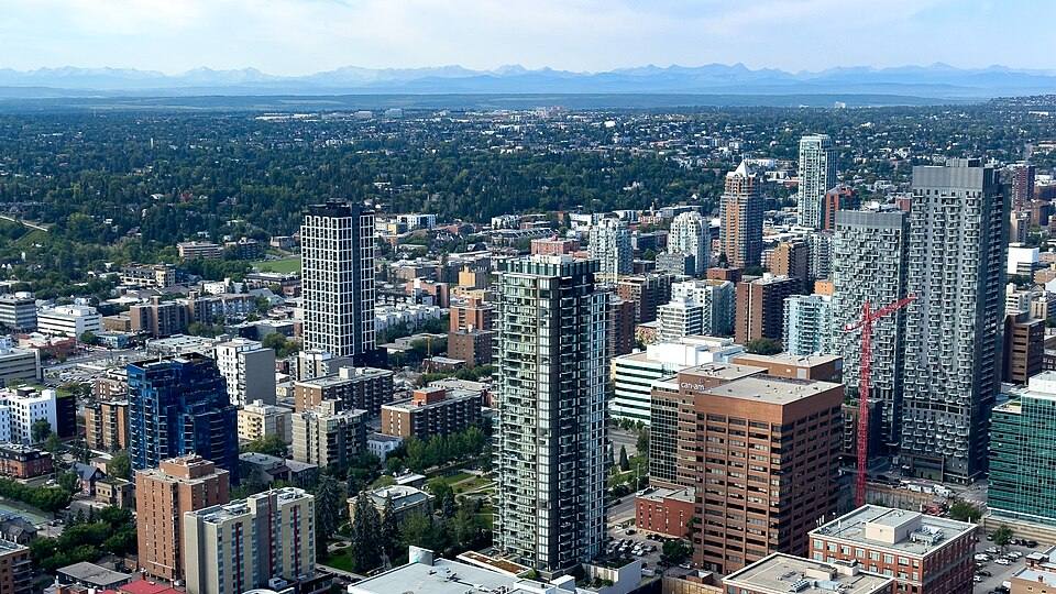 Rocky Mountains seen from Calgary Tower, Calgary, Canada ( ) — travel photo of Calgary, The Canadian Rockies