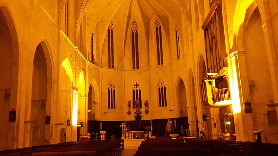 Ciutadella de Menorca cathedral interior at night — travel photo of Ciutadella, Menorca