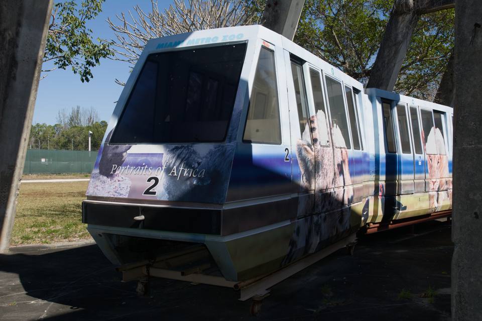 Preserved ZooMiami Monorail car at Gold Coast Railway Museum — travel photo of Zoo Miami, Miami