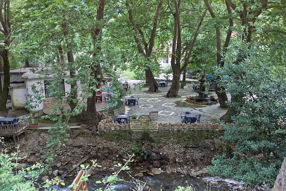 Restaurant Bogovë - outdoor seating area — travel photo of Bogovë, Berat
