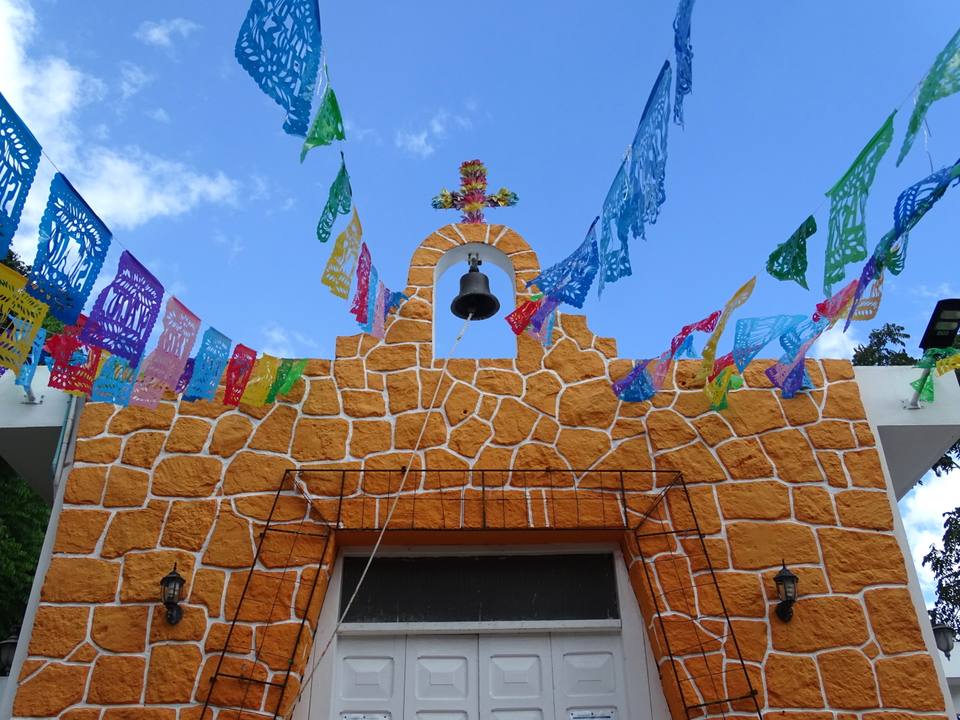Church Facade and Bunting - El Cedral - Cozumel - Mexico — travel photo of El Cedral, Cozumel