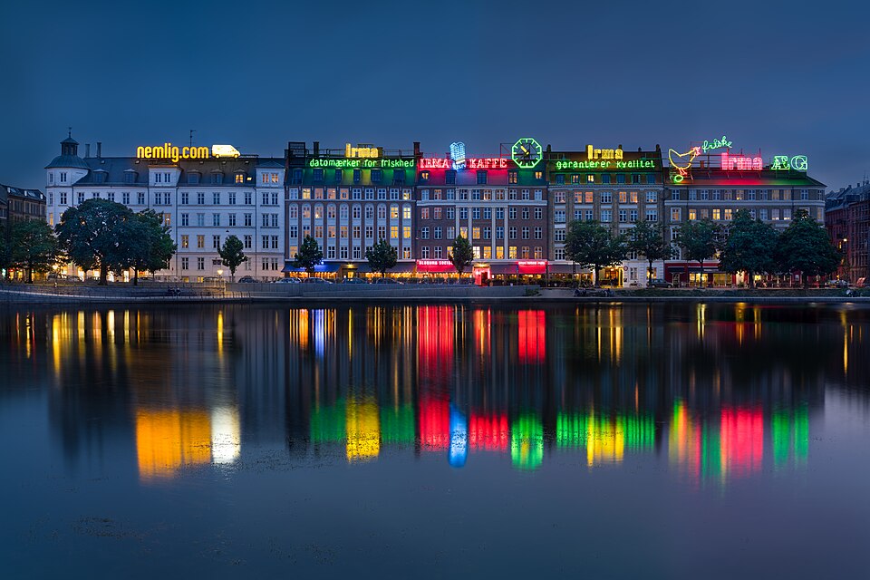 Cityscape and skyline by the Copenhagen Lakes, Denmark - ( ) — travel photo of Denmark