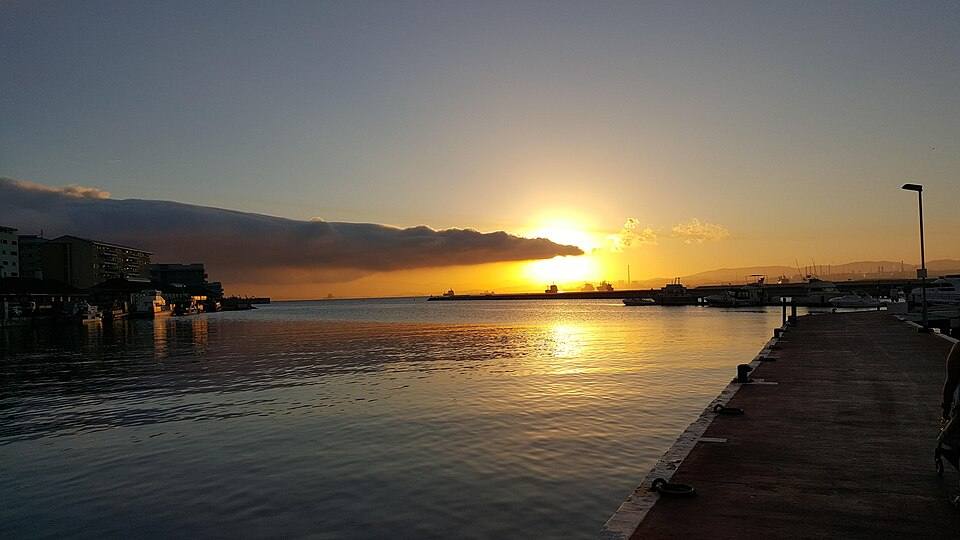 Gibraltar sunset in the Ocean Village Marina — travel photo of Ocean Village & the Marina, Gibraltar