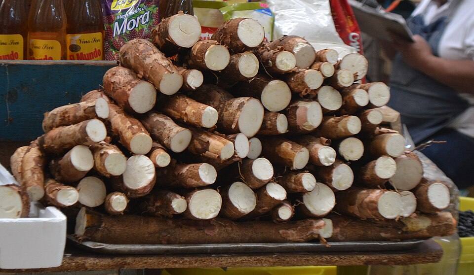 Trozos de camote apilados a manera de pirámide en el Mercado de Medellín — travel photo of Mercado Medellín, Roma & Condesa