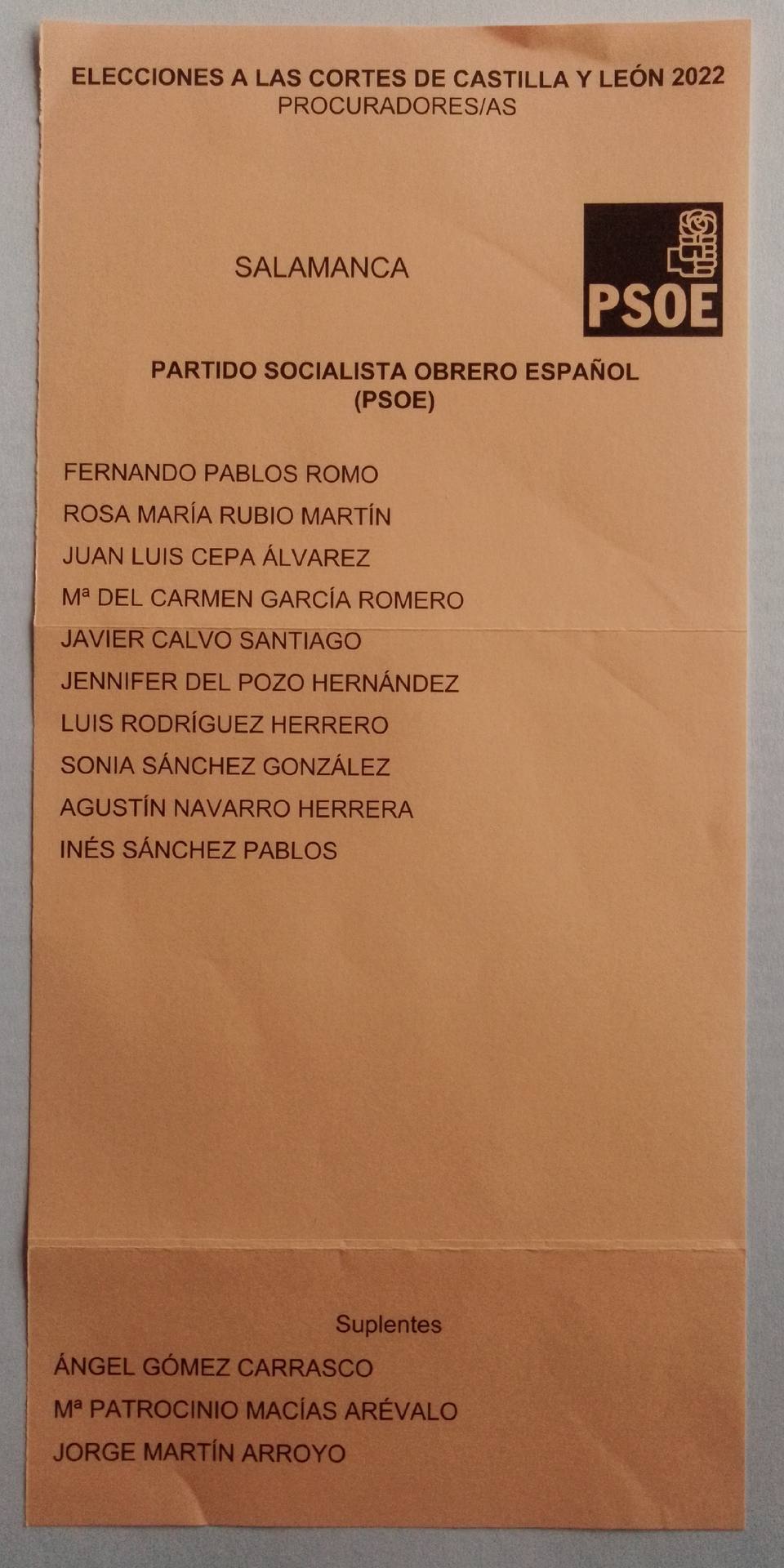 Castile and León parliamentary election Ballot - Salamanca - Partido Socialista Obrero Español (PSOE) — travel photo of Salamanca, Castile And Leon
