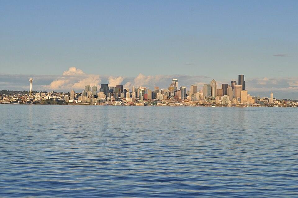 Downtown Seattle skyline from near Bainbridge Island — travel photo of Bainbridge Island, Seattle