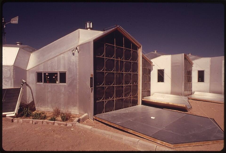 Close Up A Solar Heating Panel In A Modular House Built Near Corrales, New Mexico. Closed At Night, The Panel Is... - Nara — travel photo of Corrales, Albuquerque