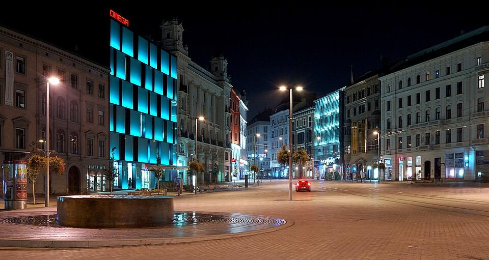 Náměstí svobody at Night in in Brno-střed, Brno — travel photo of Náměstí Svobody, Brno
