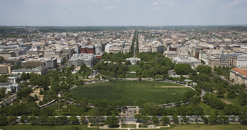 Aerial view of White House and downtown, Washington, D.C LCCN2010630891 — travel photo of Washington DC