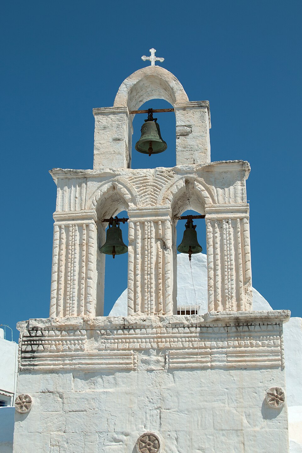 Bell tower of the church Ag. Triada, Adamas on Milos — travel photo of Adamas, Milos