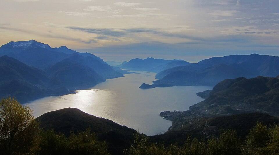 Panoramic view of Como Lake (Lago di Como), seen from the mountain Monte Grona - Plesio (Como) — travel photo of Lake Como