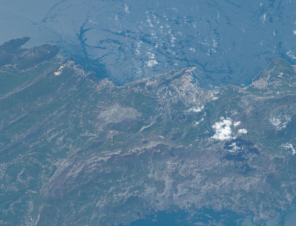 ISS031-E- - View of Montenegro - Adriatic Sea - Valdanos Bay (Ulcinj) - Bar - Sutomore (cropped) — travel photo of Bar, Ulcinj