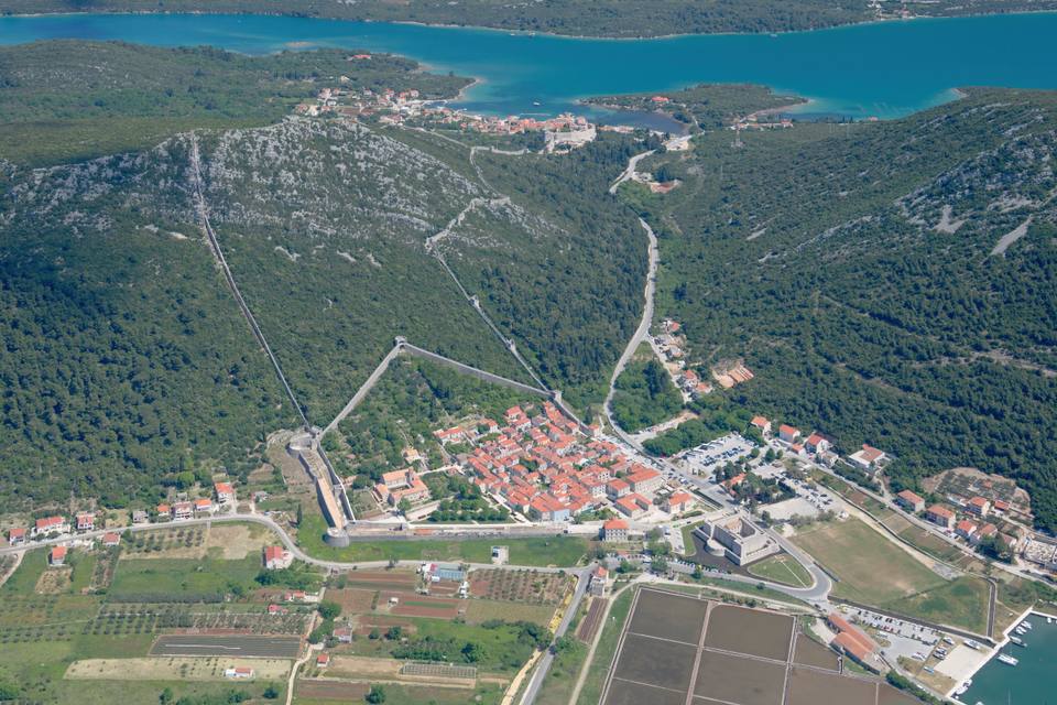 Aerial image of Ston (view from the southwest) — travel photo of Ston, Dubrovnik