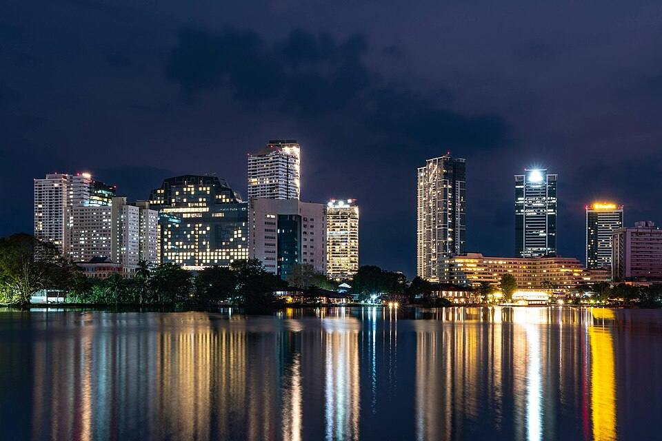 Night Skyline Reflection in Colombo, Sri Lanka — travel photo of Colombo