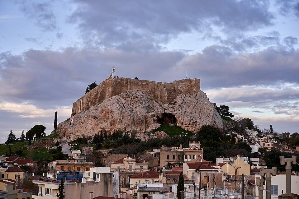 The Acropolis of Athens from the neighborhood of Plaka on January — travel photo of Plaka, Athens