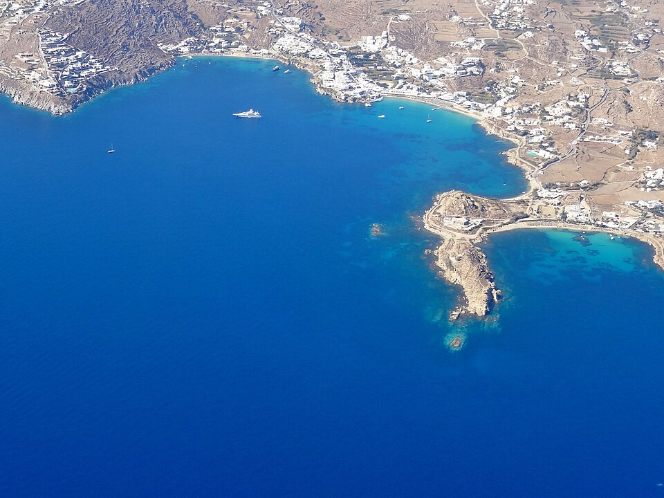 Mykonos Platis Gialos Luftbild — travel photo of Platis Gialos, Mykonos