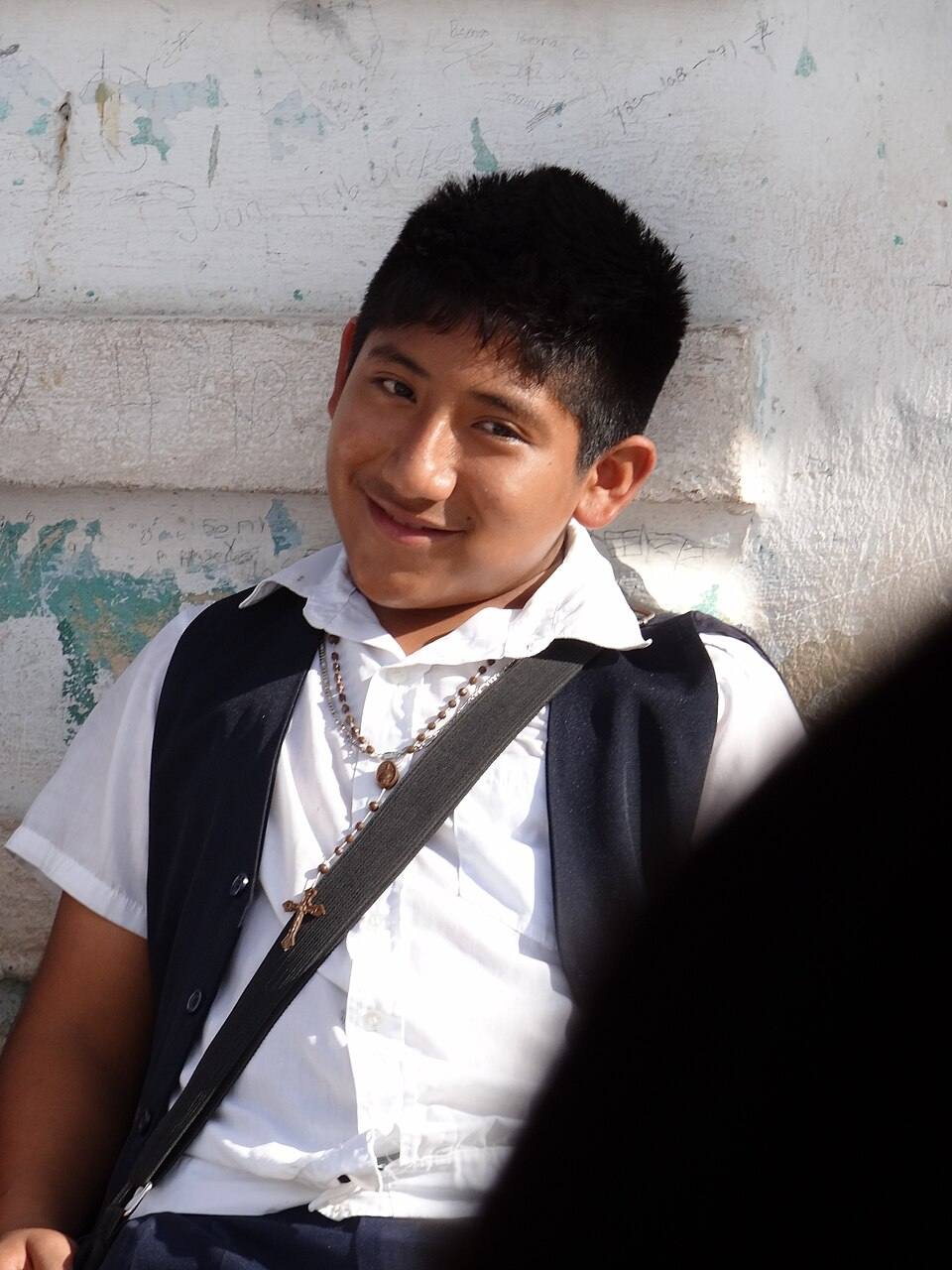 Schoolboy at Streetside - En route from Chichen Itza to Valladolid - Yucatan - Mexico — travel photo of Valladolid & Chichén Itzá