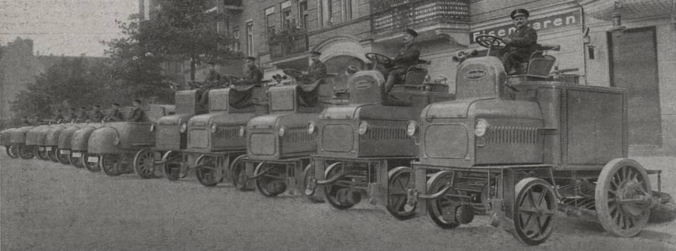 Hansa-Lloyd electric vehicles - fleet of the municipal street cleaning service, Berlin-Charlottenburg ( ) — travel photo of Charlottenburg, Berlin
