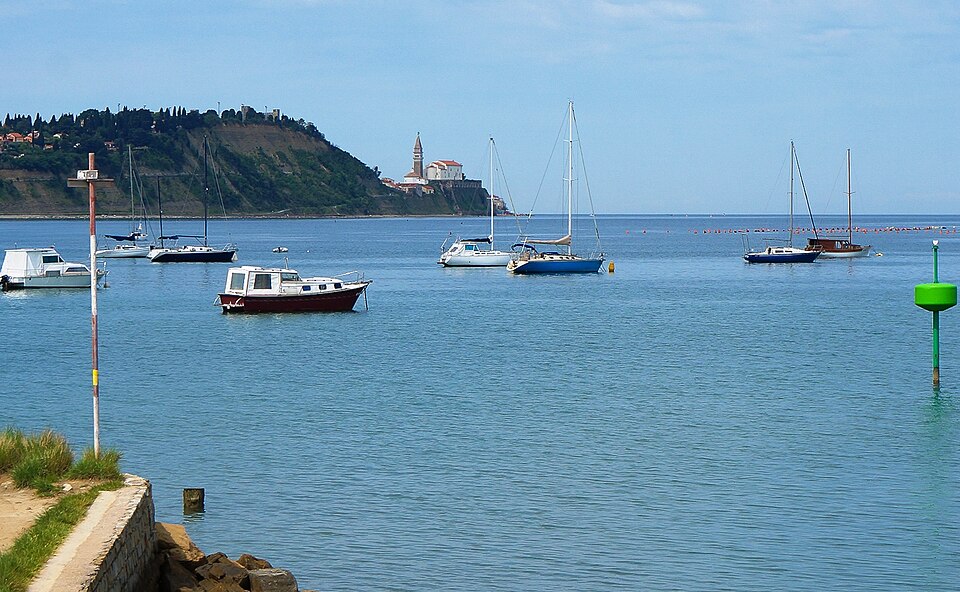Piran, view from Nature park Strunjan, Slovenia — travel photo of Strunjan, Piran