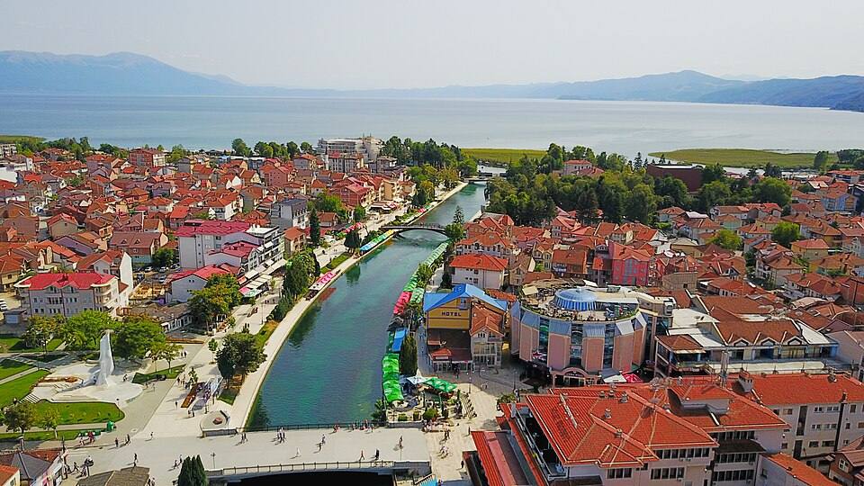 Aerial view of Struga, Lake Ohrid & Black Drin (7) — travel photo of Struga, Ohrid