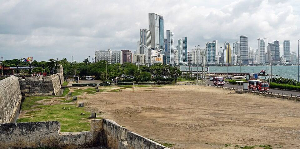 Bocagrande skyline from Baluarte San Francisco Javier CTG — travel photo of Bocagrande, Cartagena de Indias