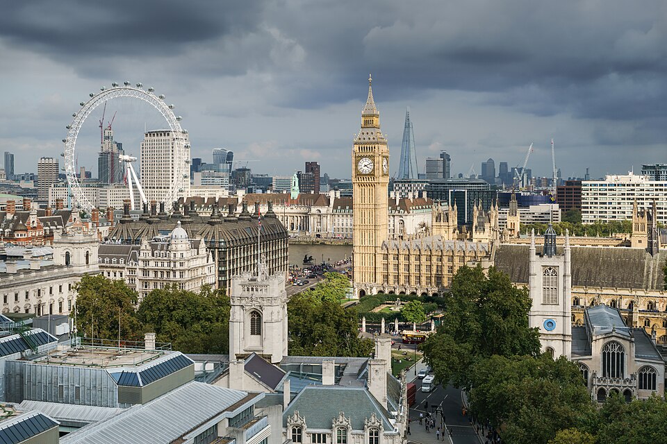 Palace of Westminster from the dome on Methodist Central Hall — travel photo of Westminster, London