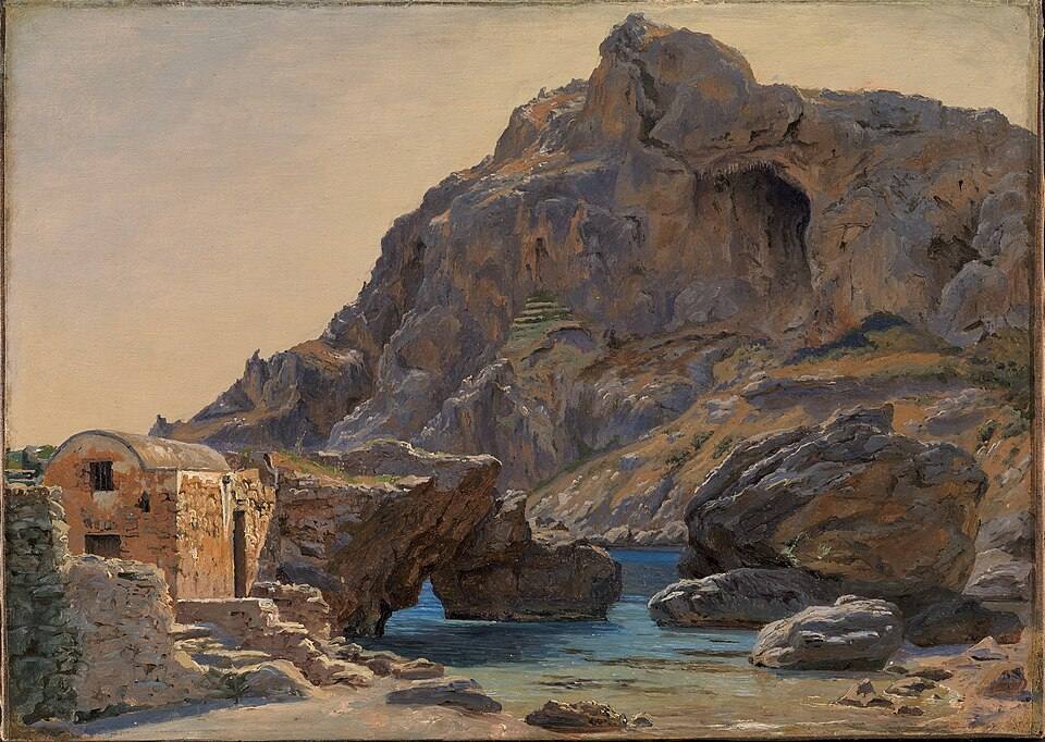 Thorald Læssøe - View of Marina Piccola, Capri, Afternoon Light - KMS8204 - Statens Museum for Kunst — travel photo of Marina Piccola, Capri