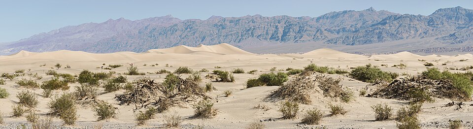 Mesquite Flat Sand Dunes Panorama Morning — travel photo of Mesquite Flat Dunes, Death Valley