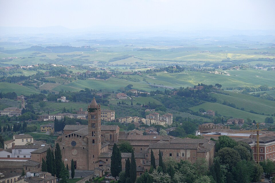 Tuscany views from top of Torre del Mangia in Siena, Italy — travel photo of Siena, Tuscany, Italy