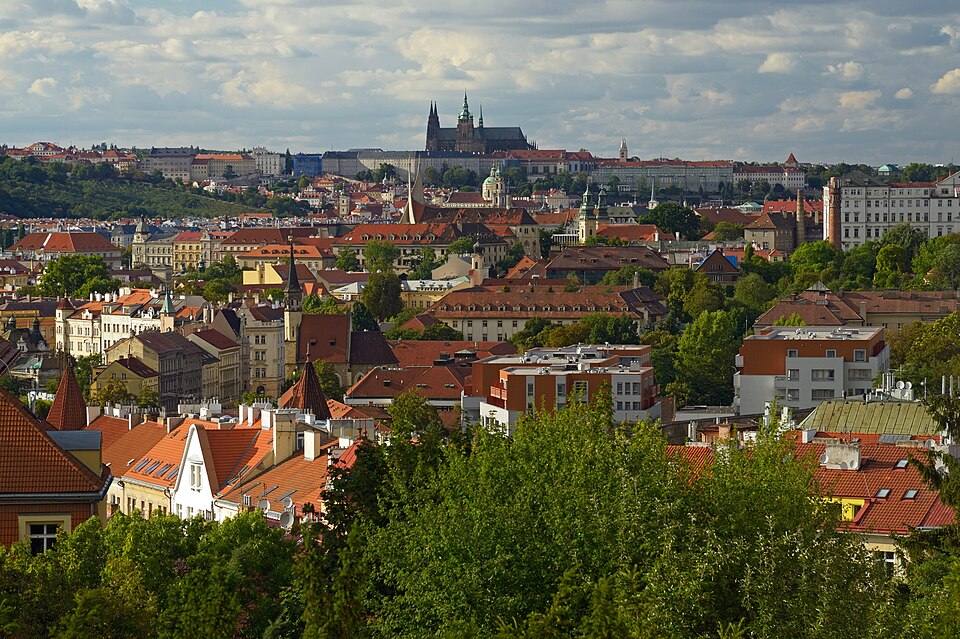 View of Prague and St. Vitus Cathedral from Vyšehrad. Czech Republic — travel photo of Vyšehrad, Prague