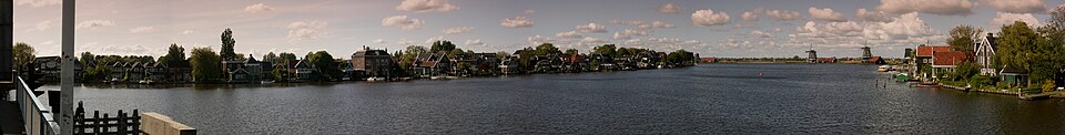 Zaanse Schans, panorama from bascule bridge — travel photo of Zaanse Schans, Amsterdam