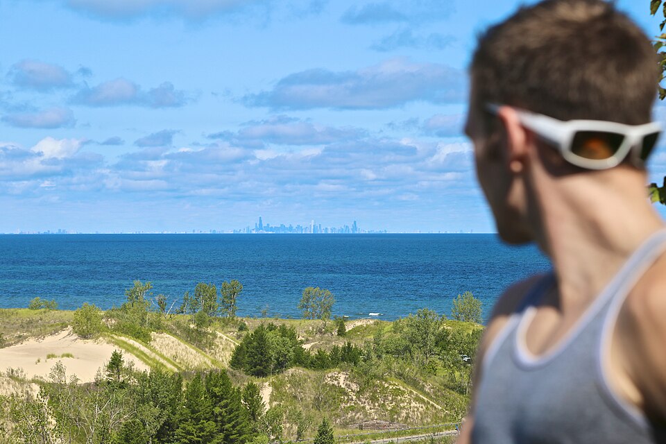 View of Chicago Skyline from West Beach, Indiana Dunes National Park — travel photo of Indiana Dunes, Chicago