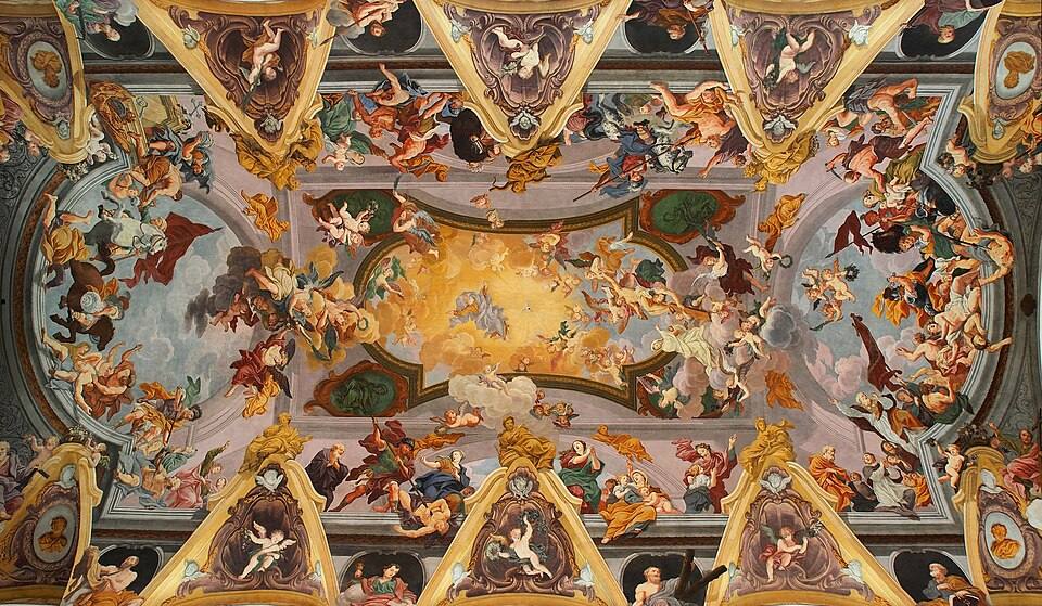 Baroque ceiling frescoes (Ljubljana Cathedral) — travel photo of Ljubljana