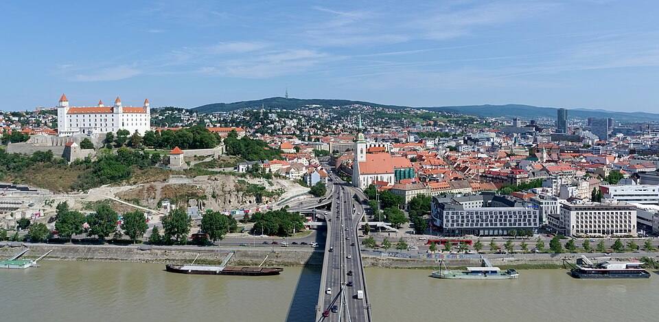 View of Bratislava from Nový most — travel photo of Bratislava