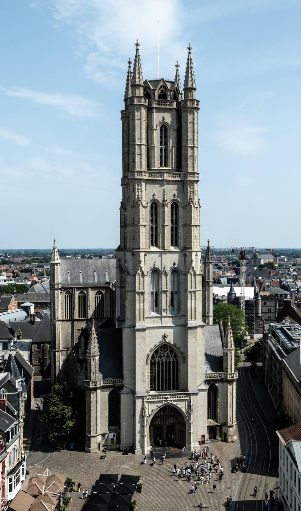 Saint Bavo's Cathedral viewed from the Belfry of Ghent, Belgium — travel photo of Ghent, Belgium