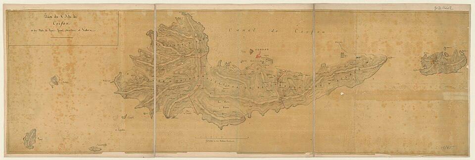 Carte de l'Isle de Corfou et des Ilots de Paxos, Vano, Merlère et Vido - btv1b53032841z — travel photo of Paxos, Corfu