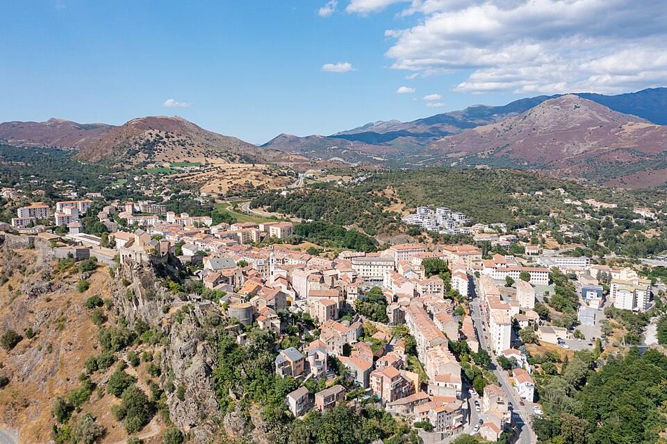Aerial view of Corte, Corsica, France ( ) — travel photo of Corte