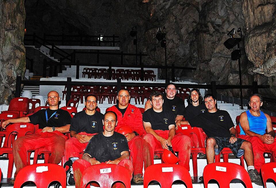 Gibraltar Museum Caving Unit in St. Michael's Cave auditorium — travel photo of St Michael's Cave