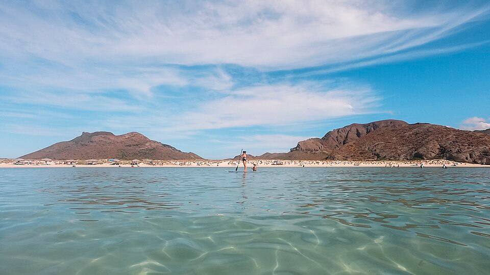 Paddleboarding at Playa Balandra in La Paz, Mexico — travel photo of Playa Balandra, La Paz